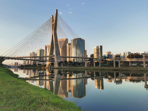 Stayed Bridge in Sao Paulo across the Pinheiros.