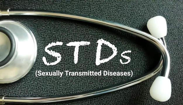 STDs (Sexually Transmitted Diseases) term with medical equipment's. STOP STDs