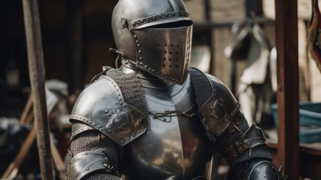 The steadfast English knight with his armor and lanc AI generated