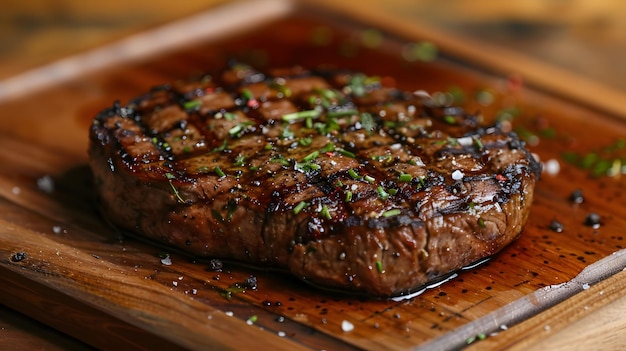 Steak on Cutting Board With Knife Generative AI