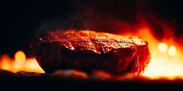 A steak on a grill with the word steak on it