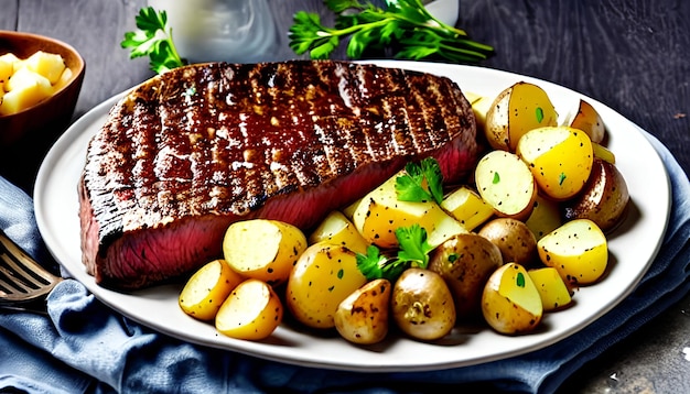 Photo steak and homemade potatoes