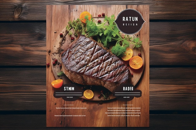 Photo steak restaurant flyer