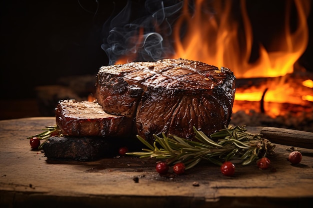 a steak on a table