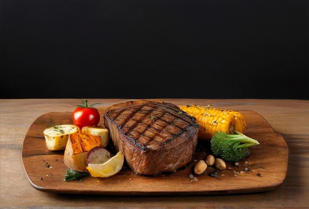 steak and vegetables on the table