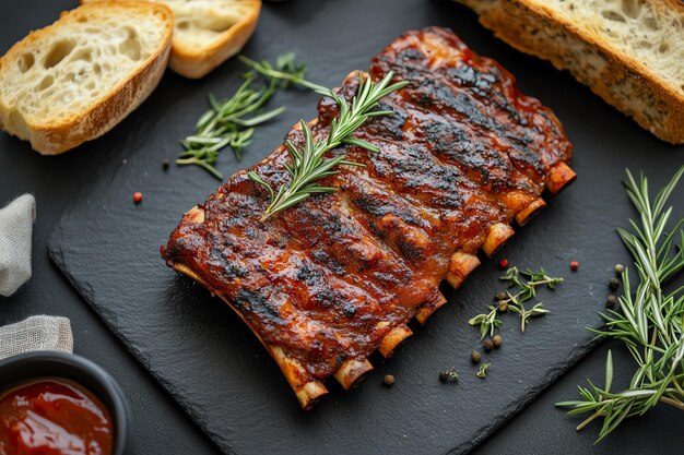 Photo a steak with a green garnish on the top