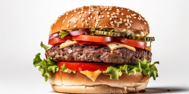 Steakburger on isolated white background