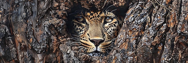 Photo stealthy leopard camouflaged in a tree