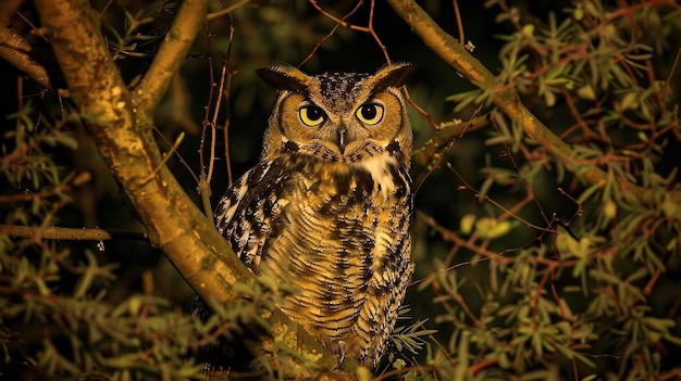 Stealthy Owl Camouflaged Among the Branches