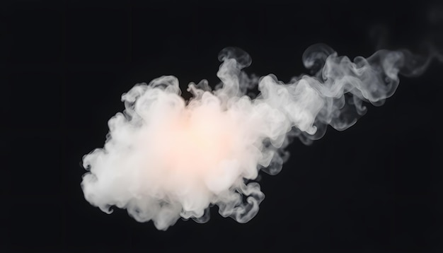 Photo steam jet blast or puff of smoke under high pressure in side view 4k with alpha channel for