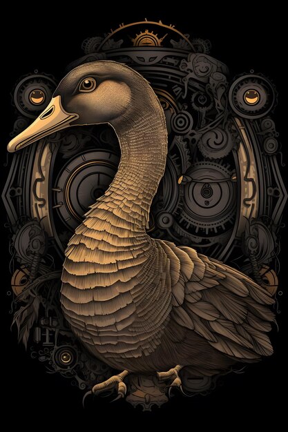 steam punk goose vector art black background