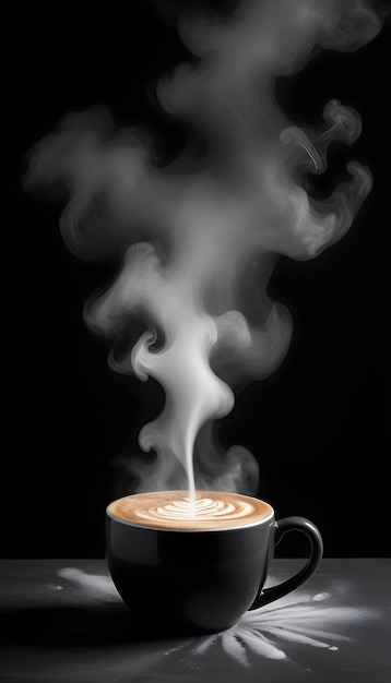 Photo steam rises from cappuccino