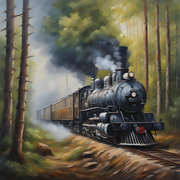 steam train in the forest