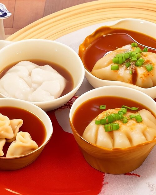 Steamed Pork Dumplings with Scallion Dipping Sauce Delicious hot Croissants maison