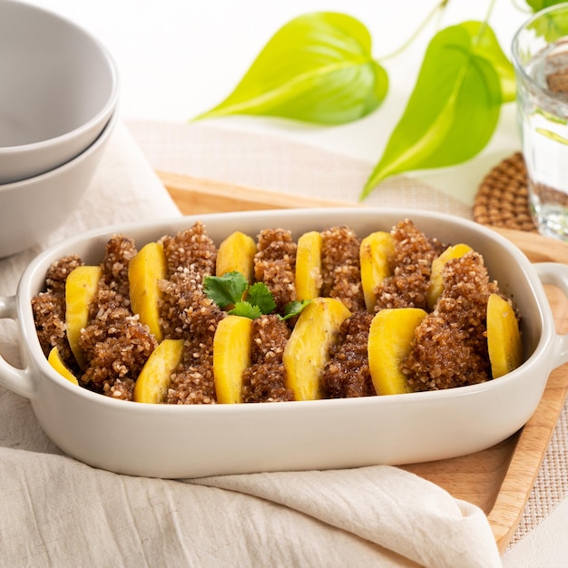 Steamed sliced pork belly with glutinous rice flour powder