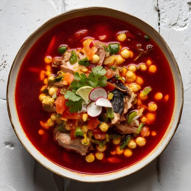 steaming bowl of Mexican pozole