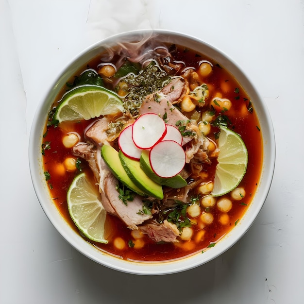 steaming bowl of Mexican pozole