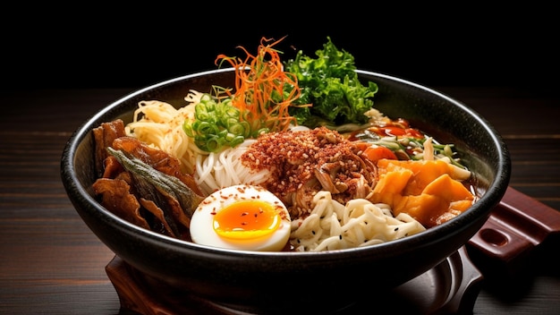 Steaming bowl of ramen filled with flavorful broth tender noodles and delicious toppings