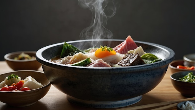 Steaming Bowl of Shabu Shabu Traditional Japanese Hot Pot Delight