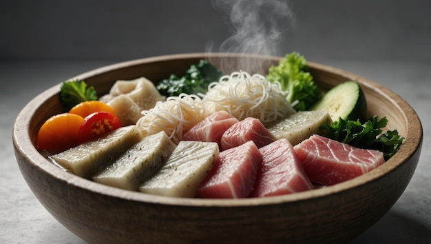 Photo steaming bowl of shabu shabu traditional japanese hot pot delight