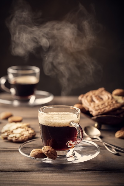 Steaming coffee cup