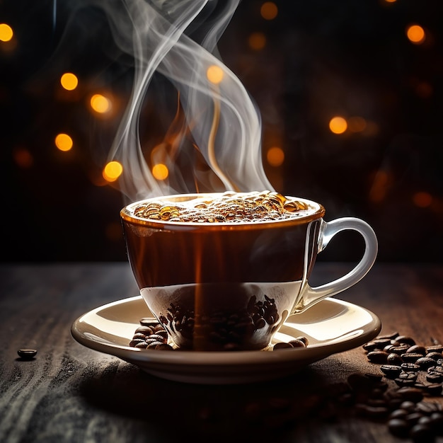 Steaming Coffee Pour WellLit Background