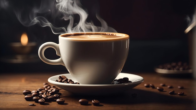 A steaming cup of coffee celebrating International Coffee Day