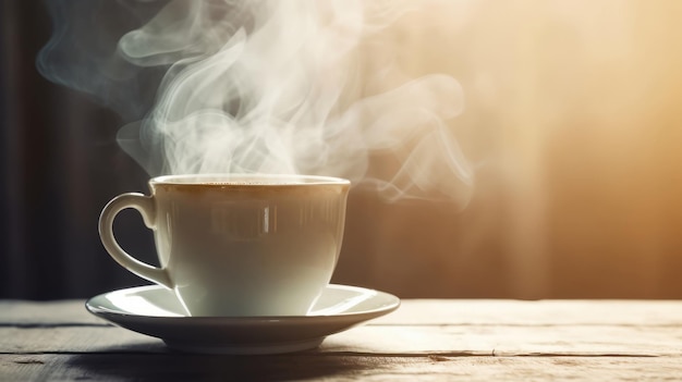 Steaming cup of coffee Illustration AI Generative