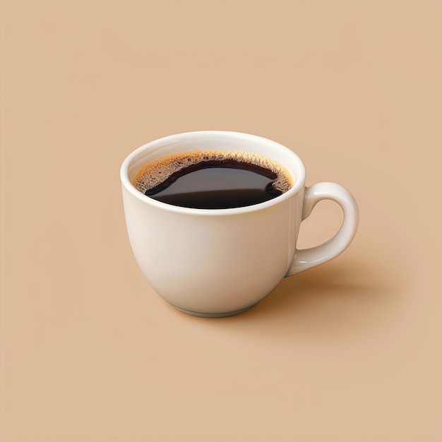 A steaming cup of coffee rests on a serene beige background