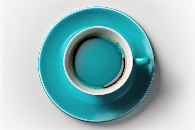 Steaming cup of coffee on a saucer with a spoon Generative AI