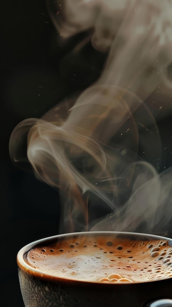 a steaming cup of hot coffee