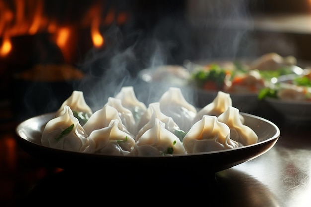 Photo steaming hot manti on a cold day yummy delicious manti food image photography