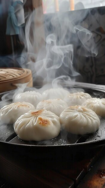 Steaming Hot Panfried Pork Buns