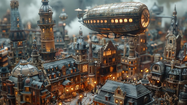 Steampunk Airship Miniature Diorama Skybound Adventure