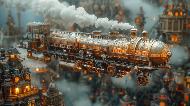 Steampunk Airship Miniature Diorama Skybound Adventure