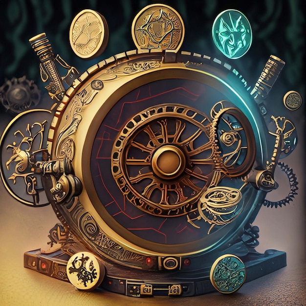 Steampunk bitcoin Crypto Coins Money finance profits Gold Banking