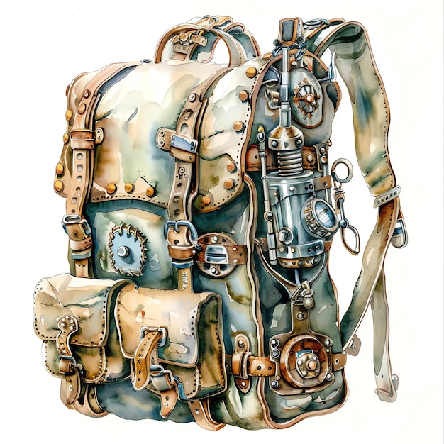 steampunk clipart of backpack cool futuristic and old