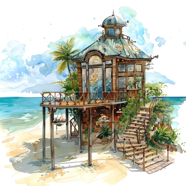 steampunk clipart of beach wedding venue cool futuristic and old