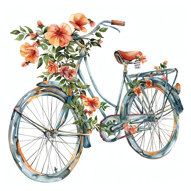 steampunk clipart of bike with flowers cool futuristic and old