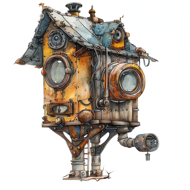 steampunk clipart of birdhouse cool futuristic and old