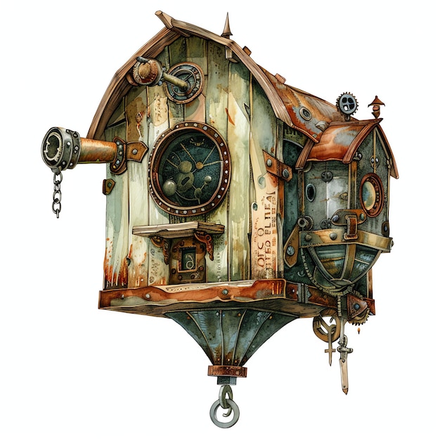 steampunk clipart of birdhouse cool futuristic and old