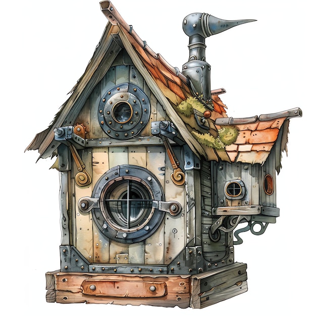 steampunk clipart of birdhouse cool futuristic and old