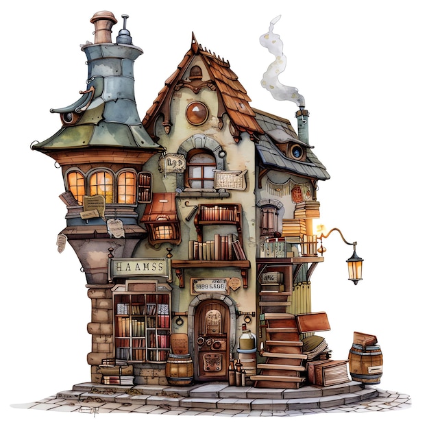 steampunk clipart of book store cool futuristic and old