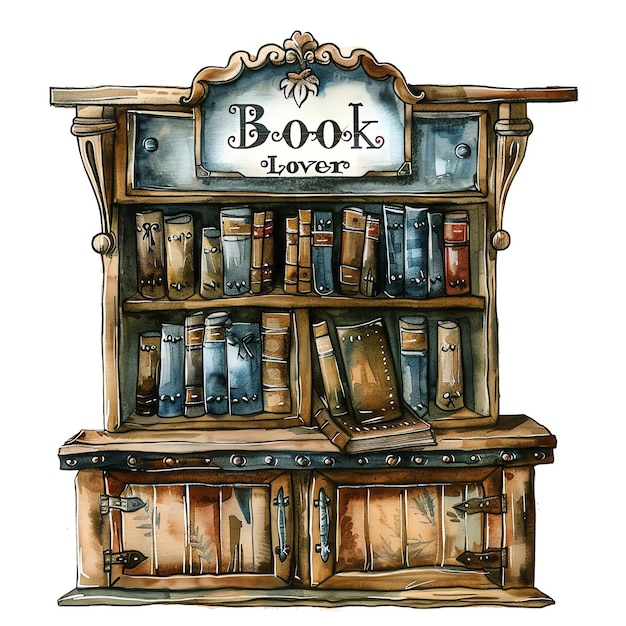 steampunk clipart of Bookshelf with books arranged by color cool futuristic and old