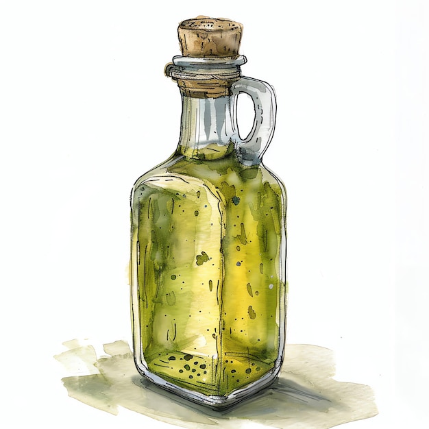 steampunk clipart of A bottle of olive oil cool futuristic and old