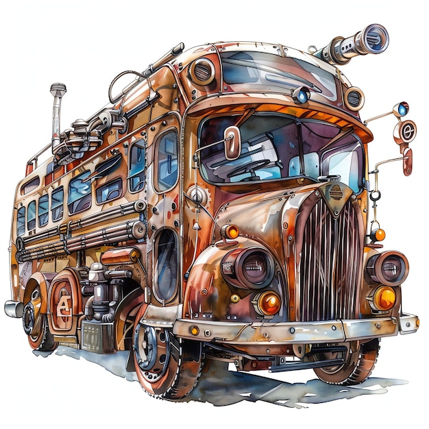 steampunk clipart of bus cool futuristic and old