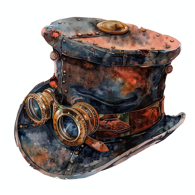 steampunk clipart of Cap cool futuristic and old