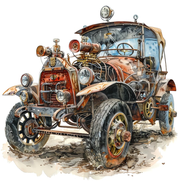 steampunk clipart of car cool futuristic and old