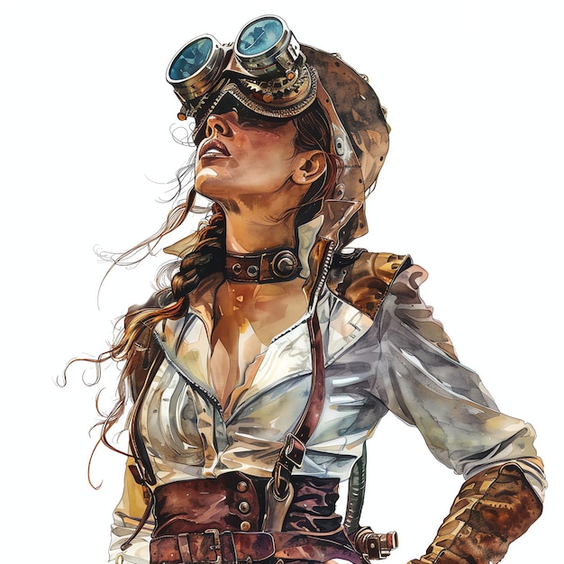 steampunk clipart of Confident pose cool futuristic and old