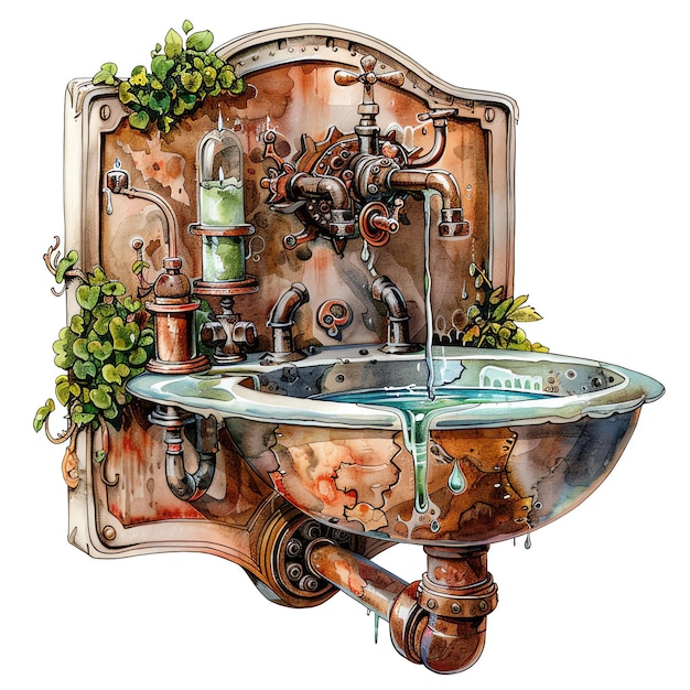 steampunk clipart of fairy sink cool futuristic and old